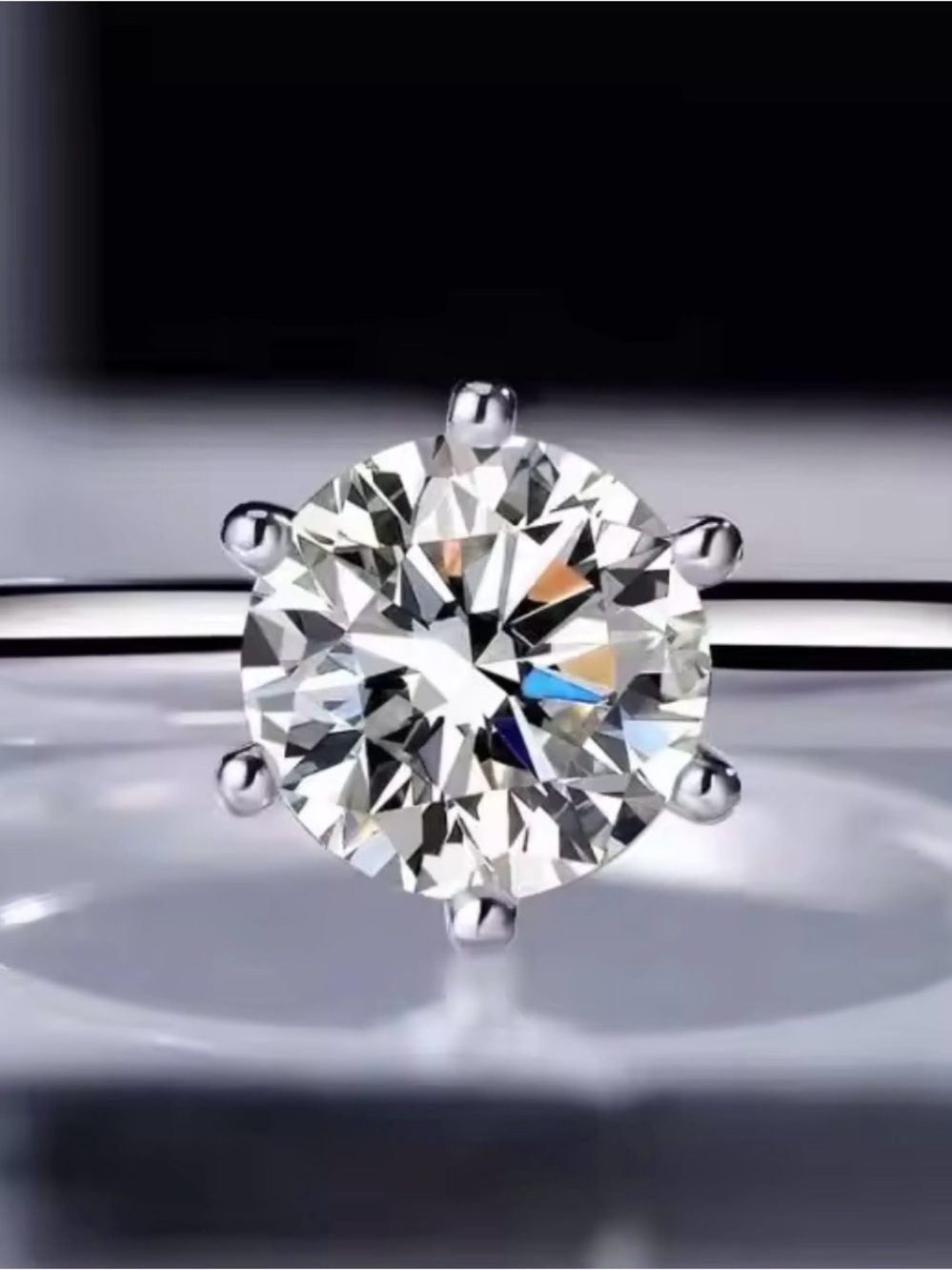 NWT-Classic 1ct Round Solitaire Engagement Ring in SS with moissanite Stone.